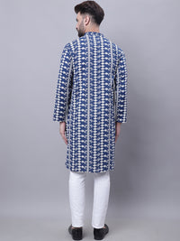 Thumbnail for Even Apparels Blue Pure Cotton Kurta With Band Collar - Distacart