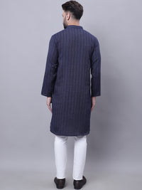 Thumbnail for Even Apparels Blue Pure Cotton Kurta With Band Collar - Distacart