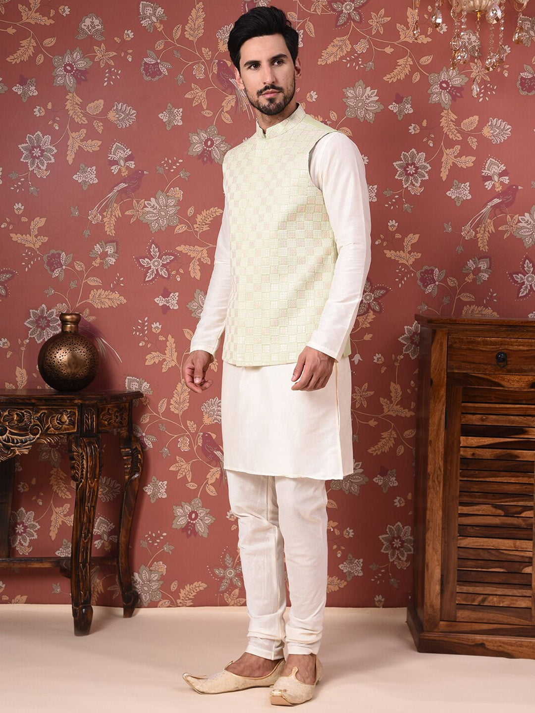 Ode by House of Pataudi Men Woven Design Nehru Jackets - Price History