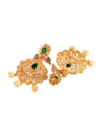 Thumbnail for Saraf RS Jewellery Women Gold and Green Gold-Plated Jewellery Set - Distacart