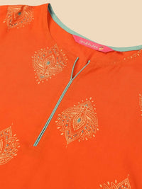 Thumbnail for Anubhutee Orange & Golden Printed Straight Kurti - Distacart