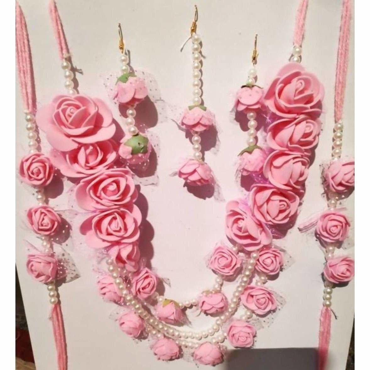 Muskan pink flower jewllary set