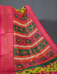 Thumbnail for Lime Green Coloured Printed Semi Chanderi Saree By Gayathri Reddy Designer Studio - Distacart