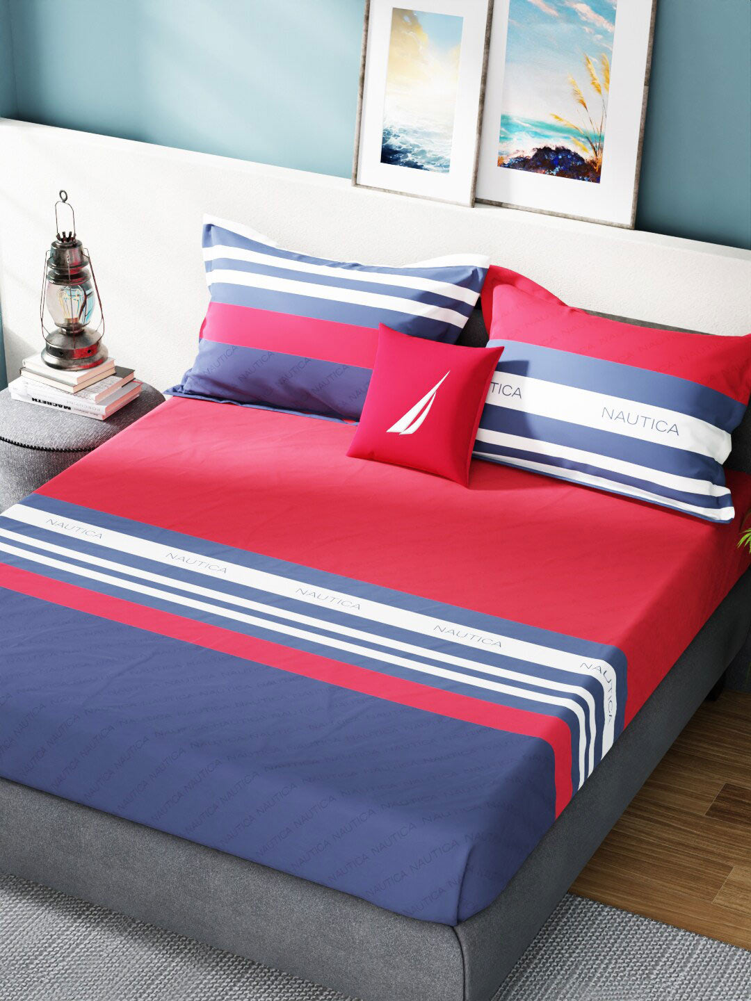 Buy Red & Blue Bedsheets for Home & Kitchen by NAUTICA Online