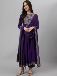 Thumbnail for Khushal K Ethnic Motifs Embroidered Sequined Kurta with Palazzos & Dupatta - Distacart