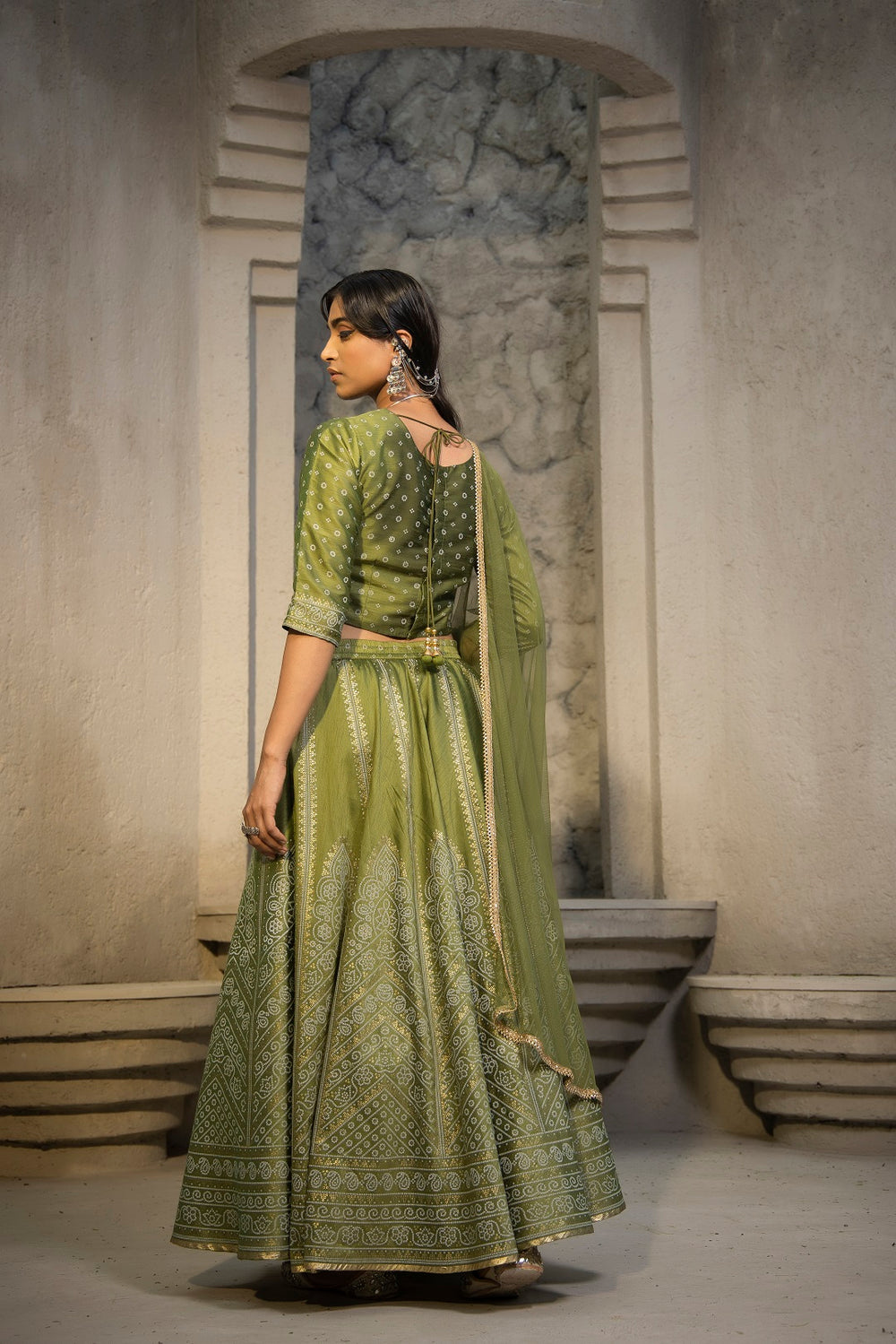 Buy online Bottle Green Flared Lehenga Choli With Dupatta from ethnic wear  for Women by Warthy Ent for ₹2199 at 69% off | 2024 Limeroad.com