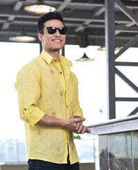 Thumbnail for NOZ2TOZ Men Spread Collar Opaque Casual Shirt - Yellow - Distacart