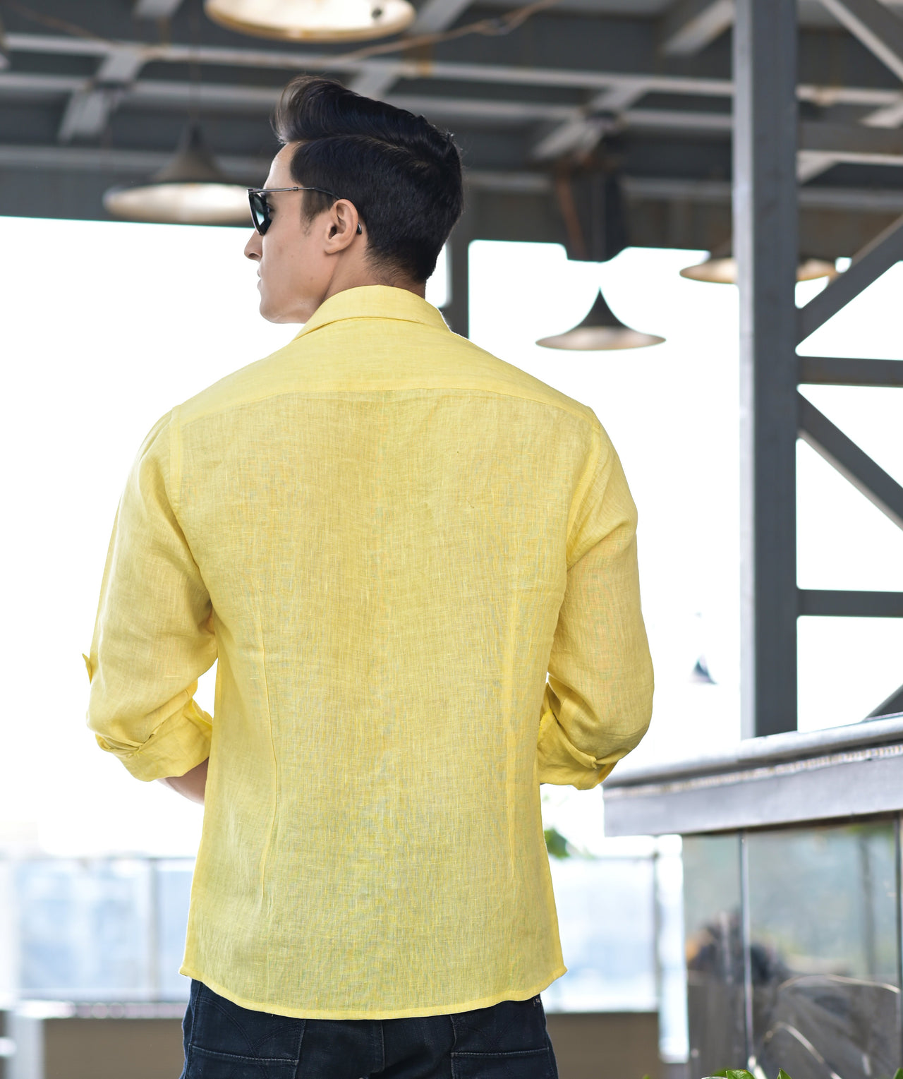 NOZ2TOZ Men Spread Collar Opaque Casual Shirt - Yellow - Distacart