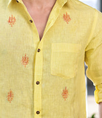 Thumbnail for NOZ2TOZ Men Spread Collar Opaque Casual Shirt - Yellow - Distacart