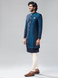 Thumbnail for KISAH Self-Design Cotton Sherwani Set - Distacart