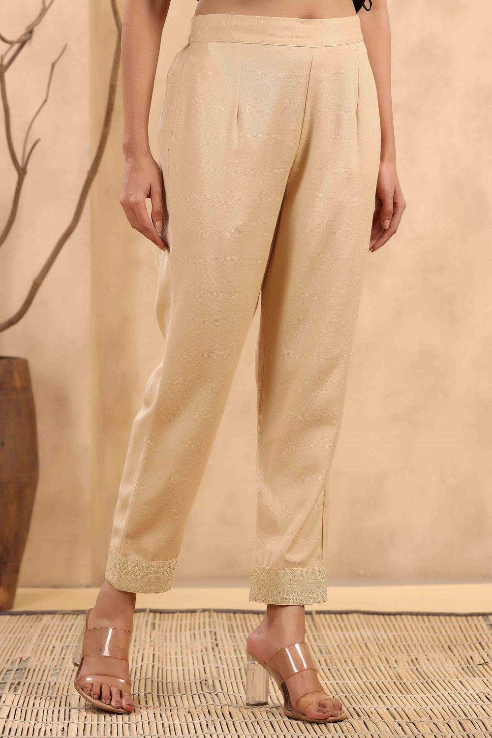 Juniper Gold LIVA Rayon Solid Straight Pants