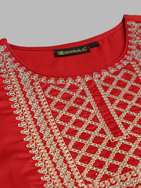 Thumbnail for Khushal K Empire Style Ethnic Motifs Embroidered Zari A-Line Kurta with Palazzos & Dupatta - Distacart