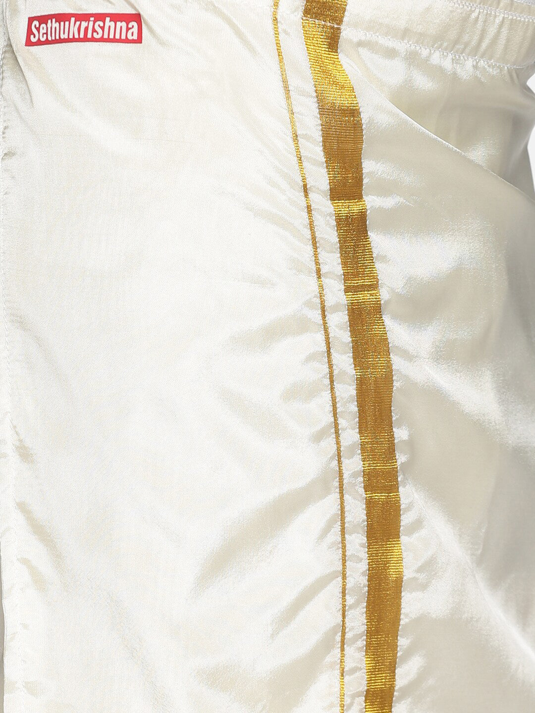 Sethukrishna Boys Cream-Coloured Solid Shirt with Veshti Set - Distacart