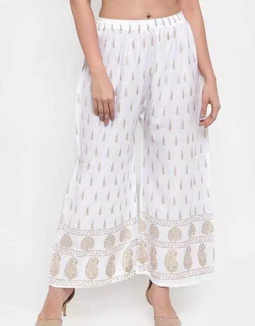 PAVONINE White Color Rayon Fabric Bhutta Print Palazzo For Women - Distacart