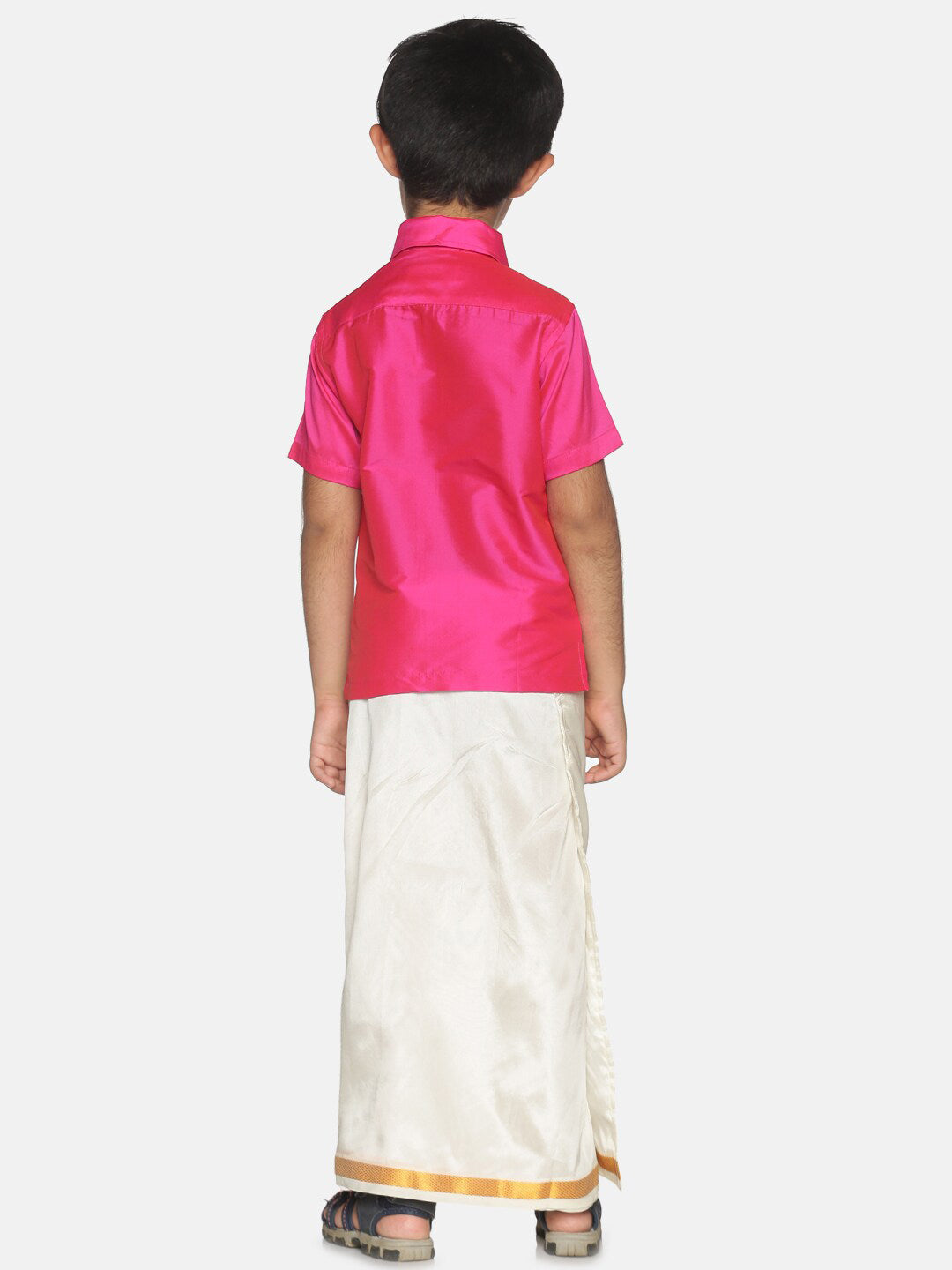 Sethukrishna Pink & White Shirt with Veshti Set For Boys - Distacart