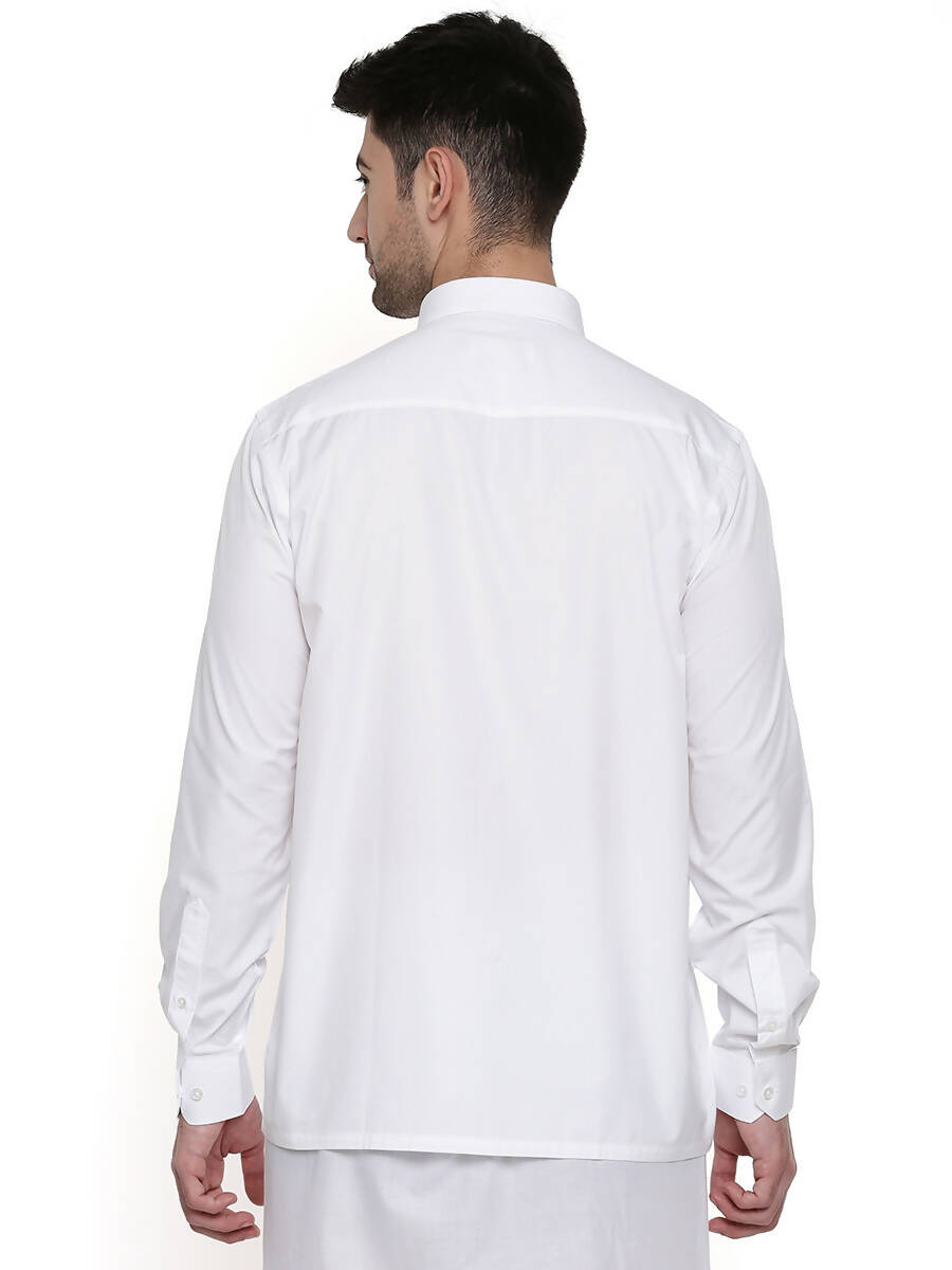 Ramraj Cotton Mens Full Sleeve Formal 100 % Cotton White Shirt - Distacart