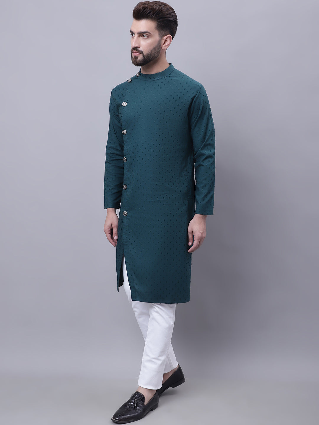 Even Apparels Green Sherwani Kurta With Asymetrical Cut - Distacart