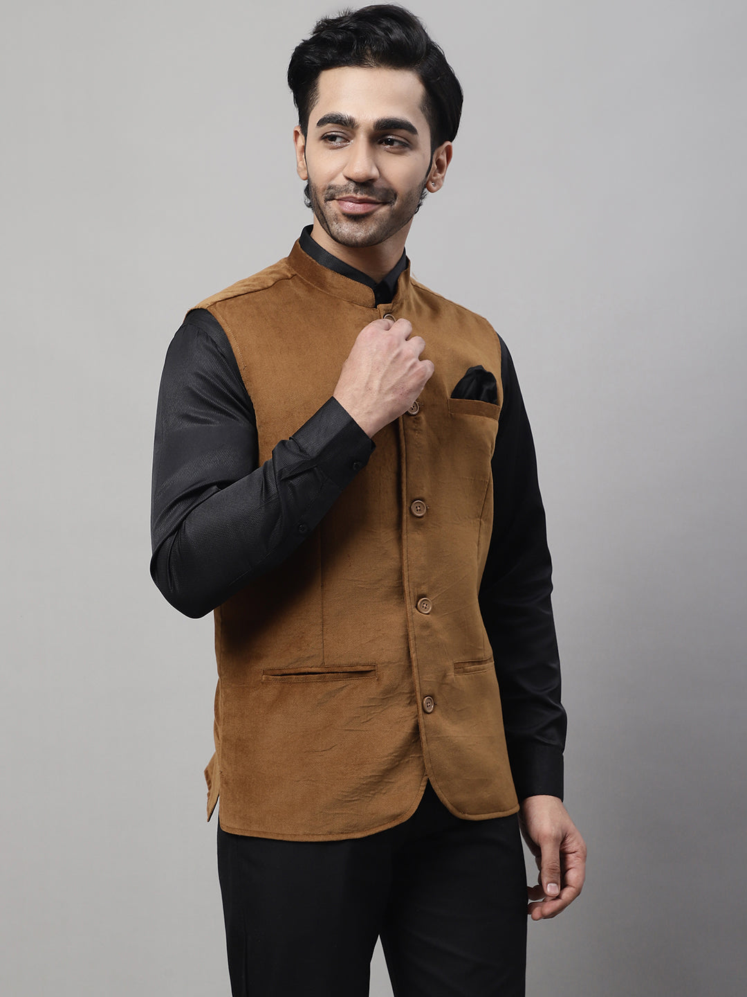 Buy TREEMODA Men Chocolate Brown Solid Nehru Jacket - Nehru Jackets for Men  7588353 | Myntra