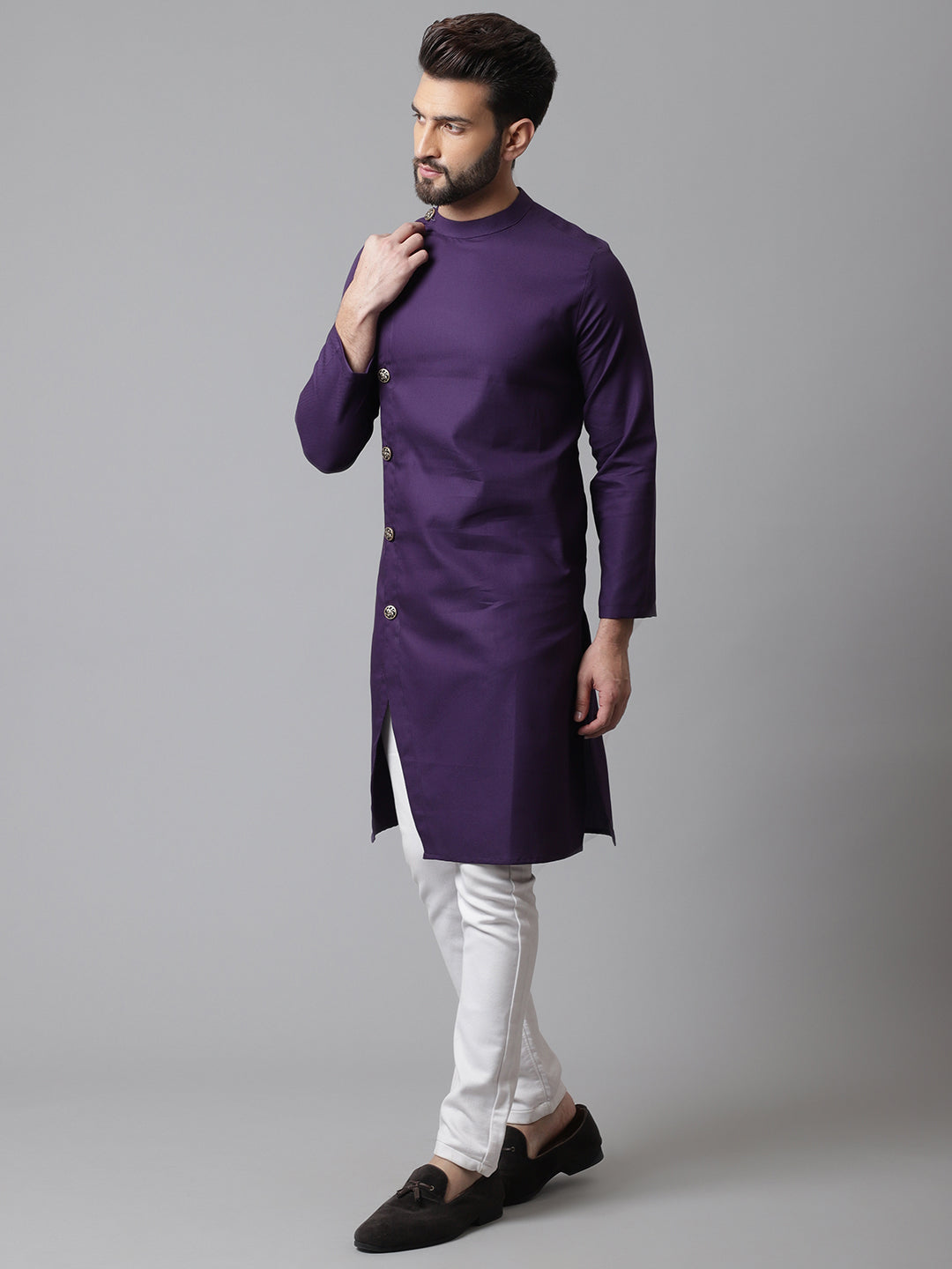 Even Apparels Purple Sherwani Kurta With Asymetrical Cut - Distacart