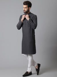 Thumbnail for Even Apparels Black Pure Cotton Kurta With Band Collar - Distacart