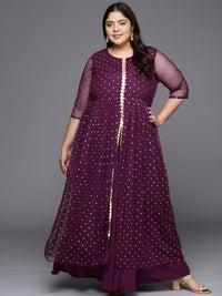 Thumbnail for Ahalyaa Plus Size Round neck Net Maxi Ethnic Dress - Distacart