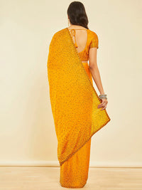 Thumbnail for Soch Mustard Yellow Embellished Beads and Stones Pure Crepe Saree - Distacart