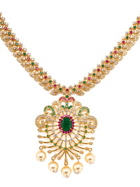 Thumbnail for Saraf RS Jewellery Women Gold-Toned & Multi-Coloured CZ-Studded Handcrafted Jewellery Set - Distacart