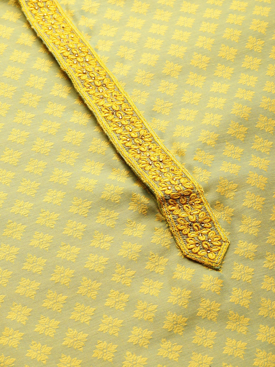 Manyavar Men Mustard Yellow Ethnic Motifs Self Design Kurta with Pyjamas - Distacart