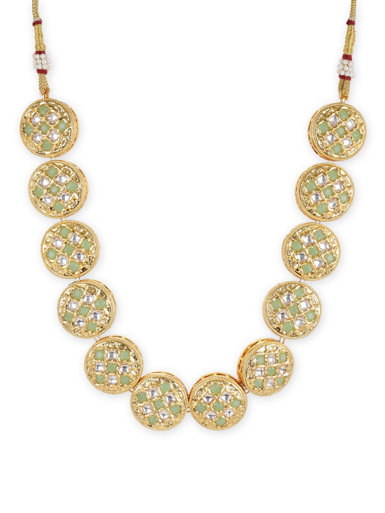 Gold-Toned White Brass Gold-Plated Necklace - Ruby Raang - Distacart