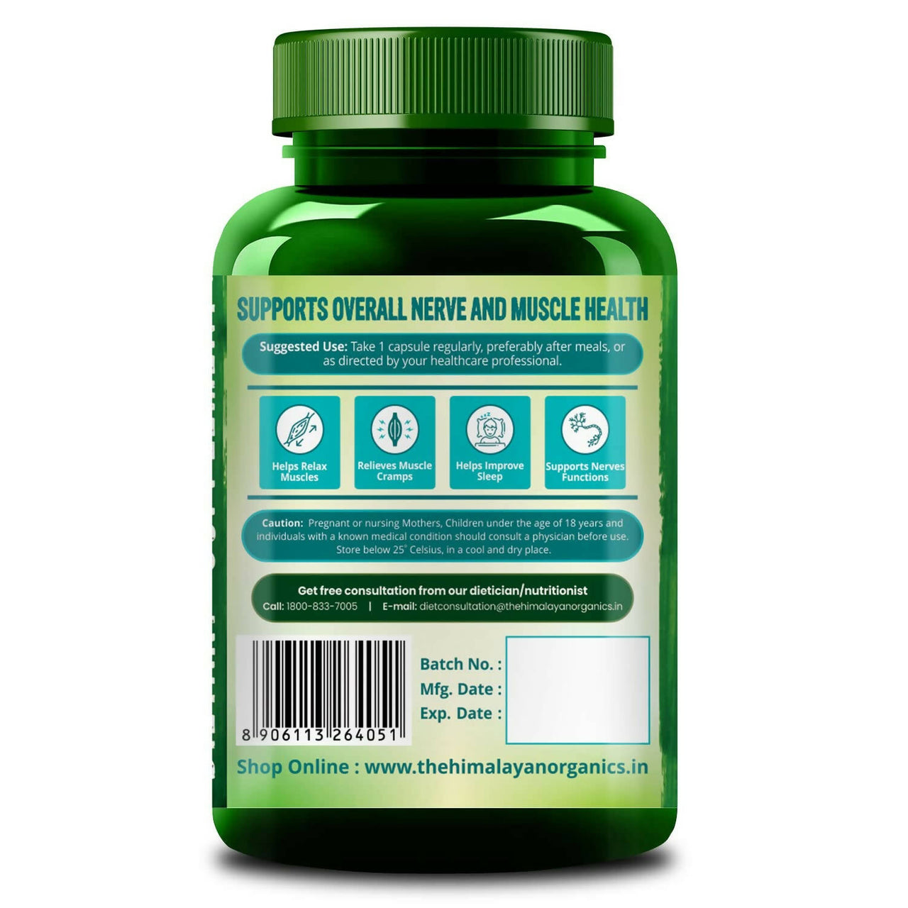 Himalayan Organics Highly Absorable Magnesium Glycinate Capsules - Distacart