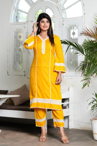 Thumbnail for NOZ2TOZ Women Ethnic Motifs Yoke Design Thread Work Kurta Trousers With Dupatta - Yellow - Distacart