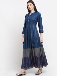 Thumbnail for Kalini Women Blue Ethnic Motifs Printed Beautiful Anarkali Kurta - Distacart