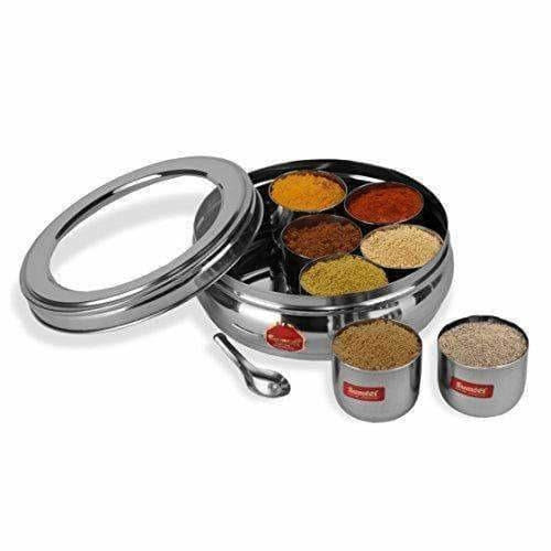 Buy Stainless Steel Belly Shape Spice Box with See Through Lid