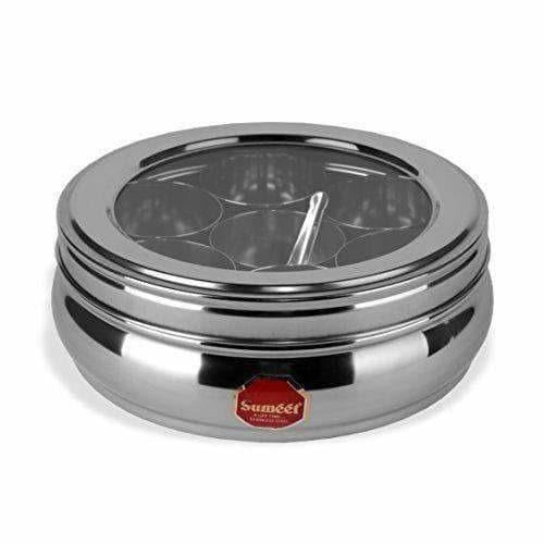 Buy Stainless Steel Belly Shape Spice Box with See Through Lid