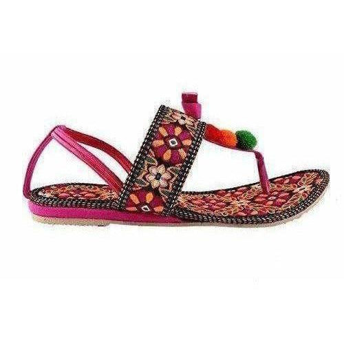 Synthetic Leather Rajasthani Jaipuri Work Kolhapuri Chappals - Distacart