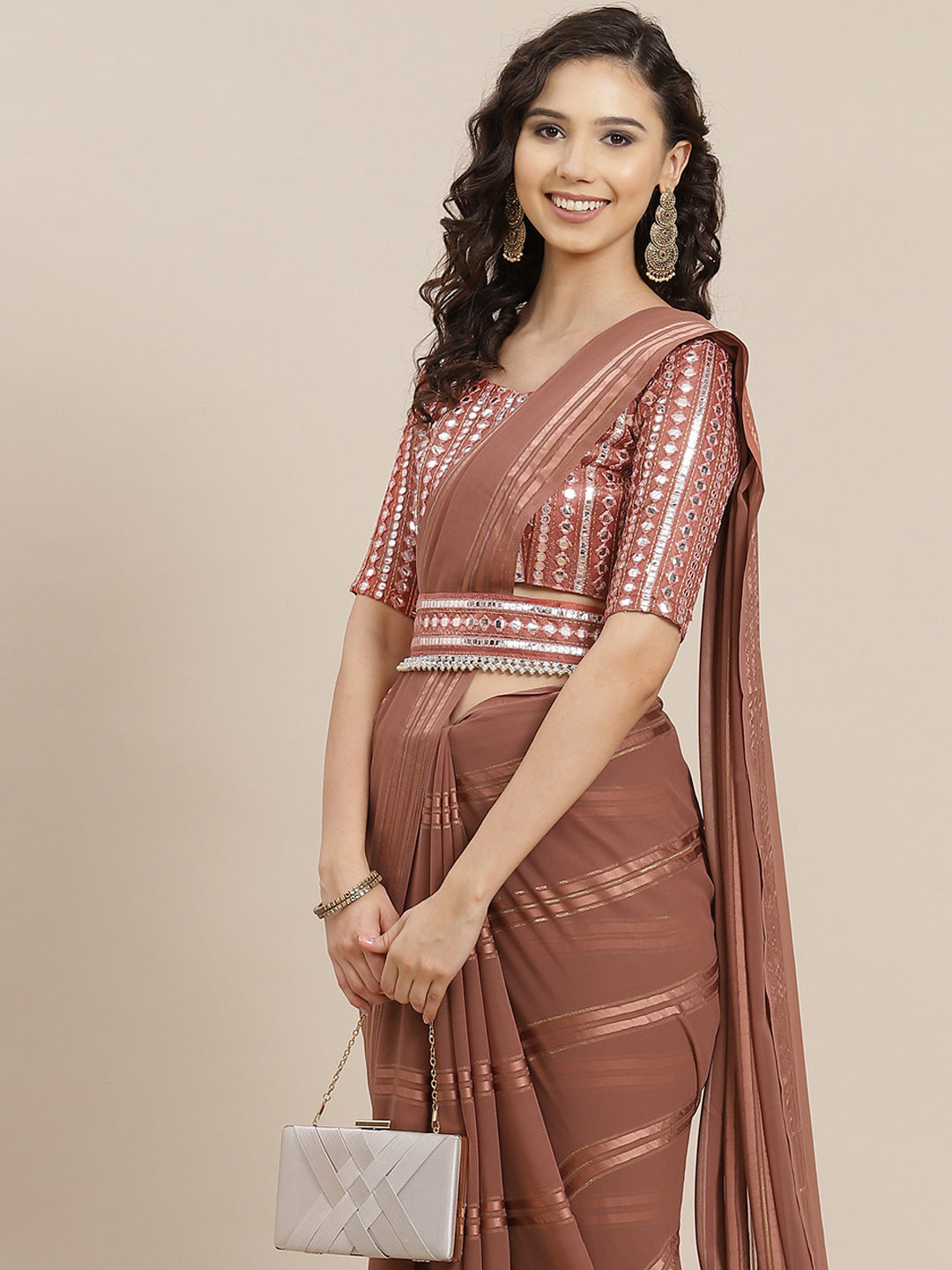 Black Mirror Work and Zardozi Hand Embroidered Saree – Talking Threads