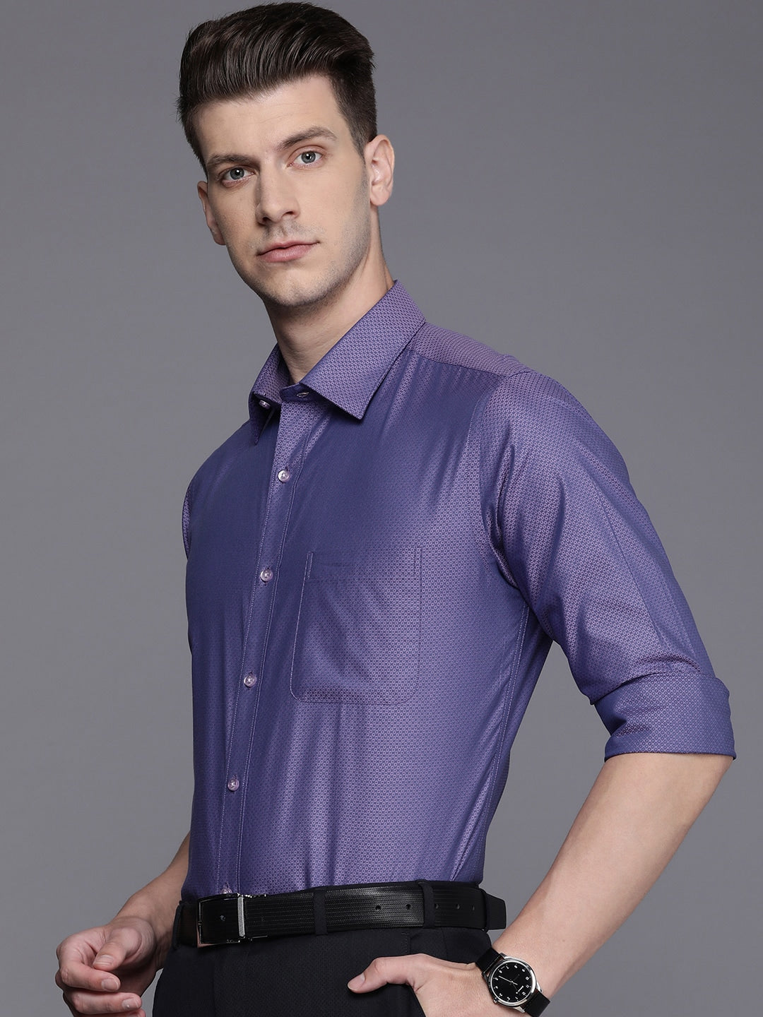 Raymond Textured Slim Fit Pure Cotton Formal Shirt