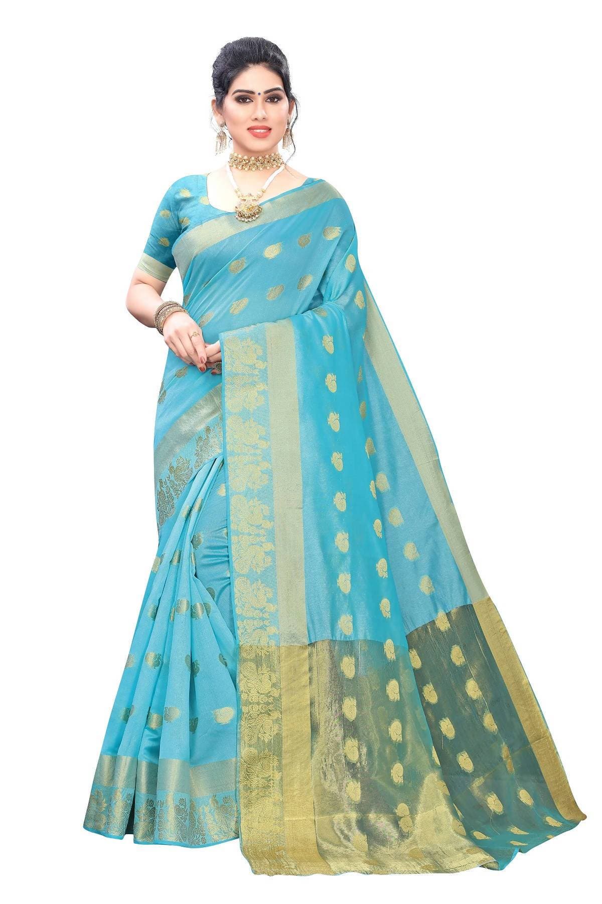 Vamika Banarasi Jacquard Weaving Sky Blue Saree