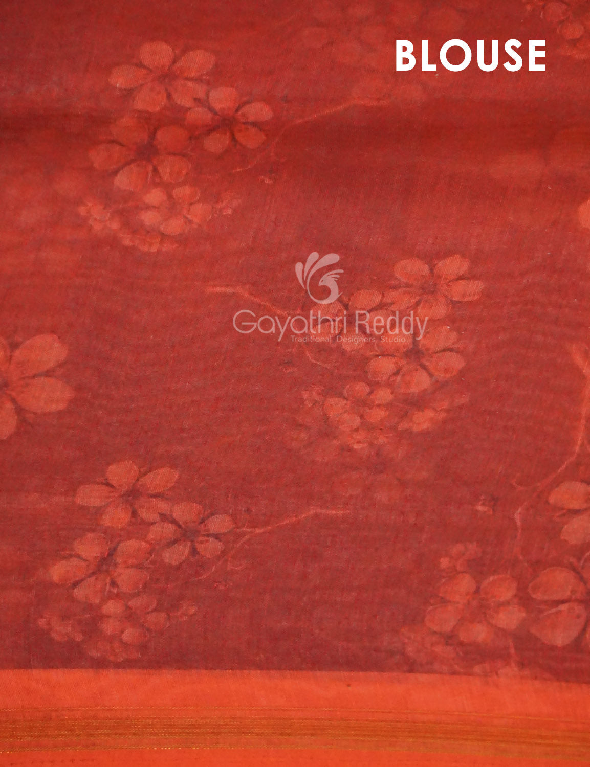 Shades of Light Orange Floral Print Semi Chanderi Saree By Gayathri Reddy Designer Studio - Distacart