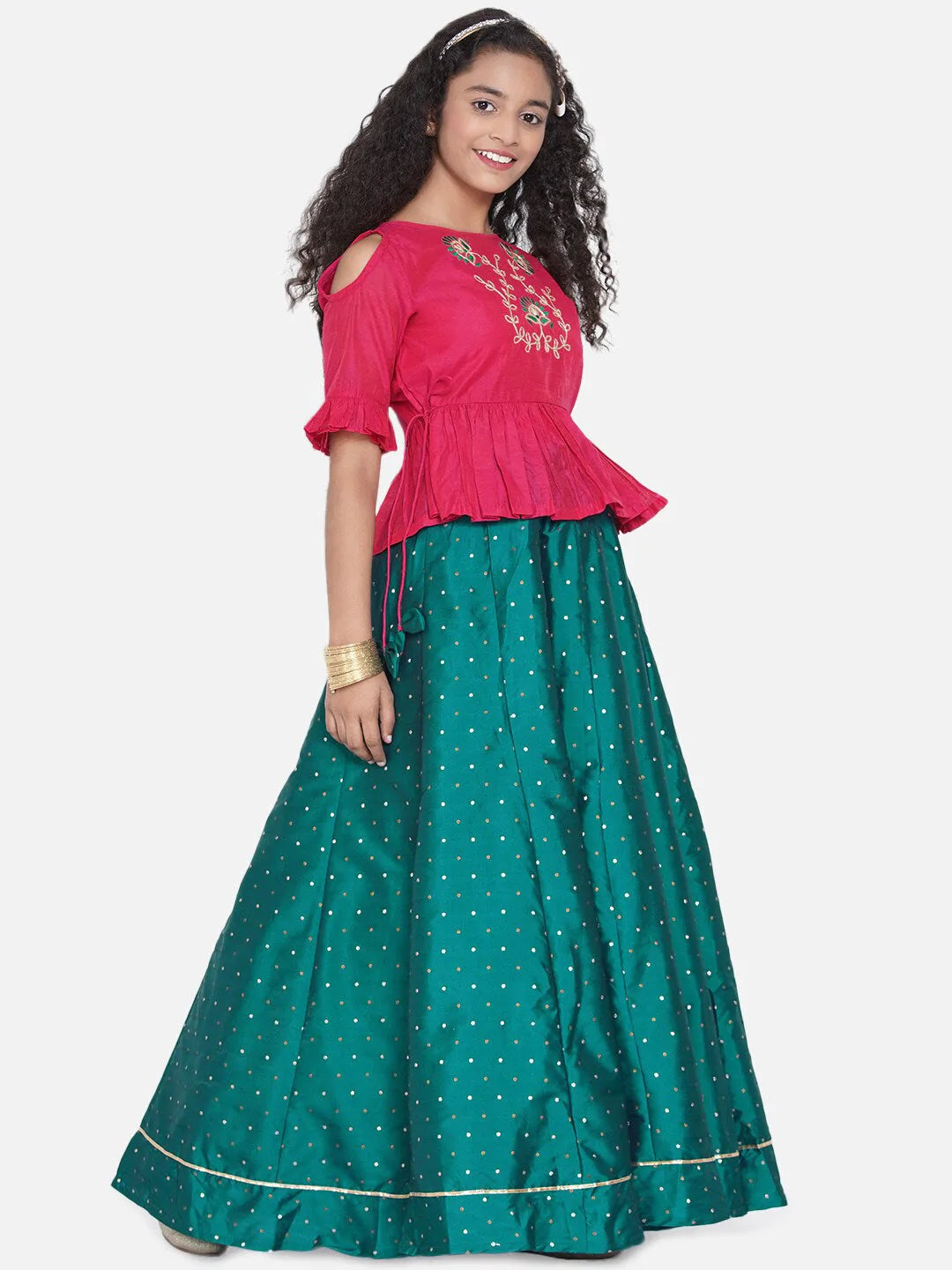 Girls Green Ready to Wear Lehenga choli