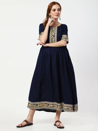 Thumbnail for Cheera Embellished Party Wear Anarkali Dress - Navy Blue - Distacart