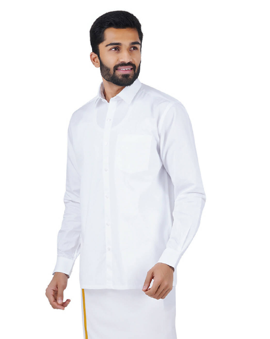 Ramraj Cotton Mens Full Sleeve Formal 100 % Cotton White Shirt - Distacart