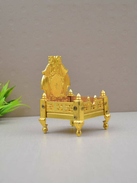 CraftVatika Gold Toned Aluminium Pooja Singhasan Chowkie - Distacart