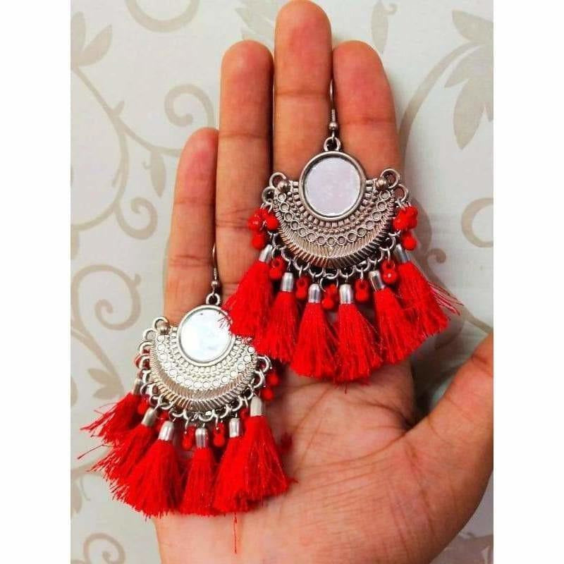 Buy Red Tassel Earrings, Boho Acrylic Tassels, Bohemian Tassel, Geometric  Earrings, Gift Idea, Red Earrings, Dangle Earrings, Drop Earrings Online in  India - Etsy