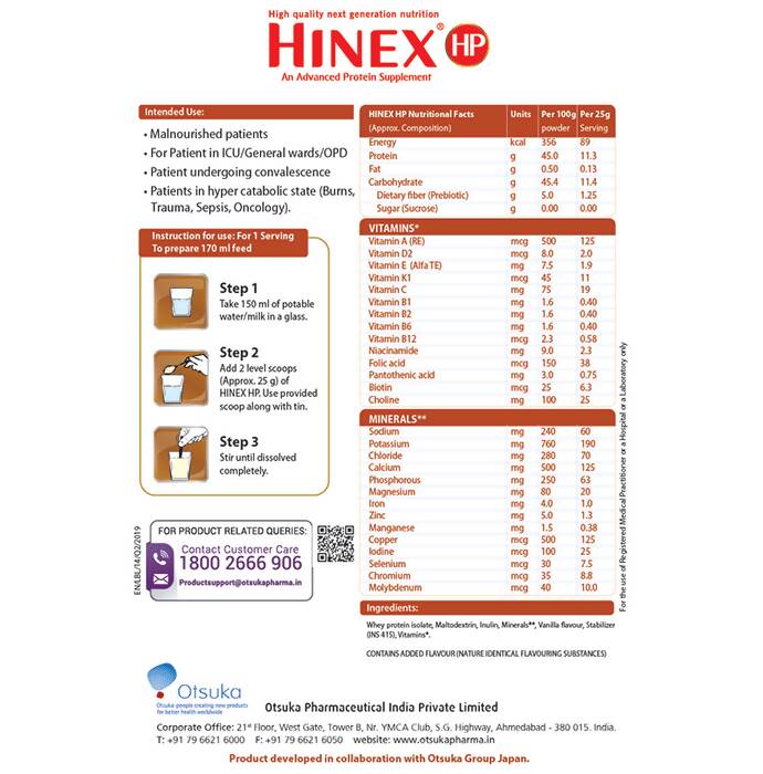 Hinex HP High Protein Powder - Vanilla Flavor - Distacart