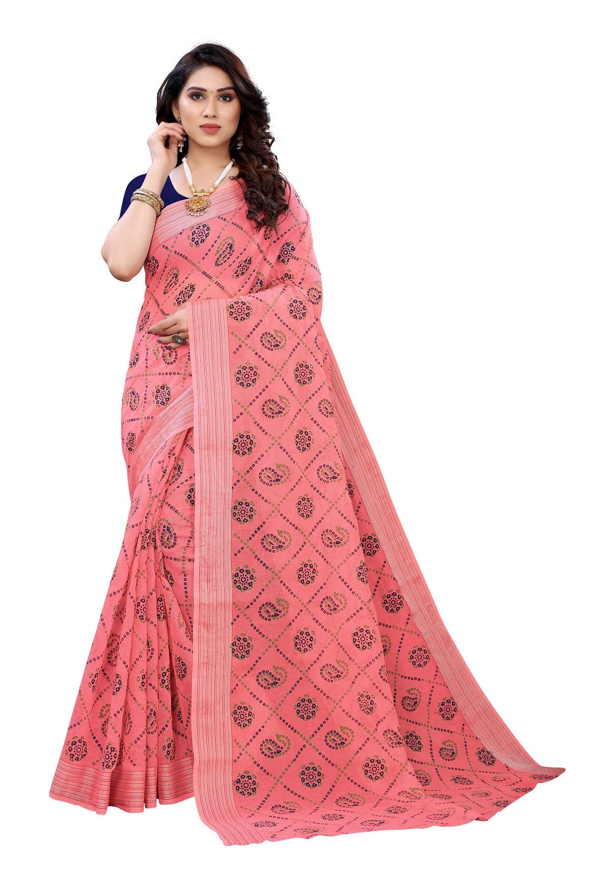 Vamika Peach Linen Jari Border Saree (CHARVI PEACH) - Distacart