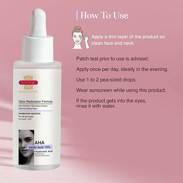 Inveda Aha Lactic Acid 10 Hyaluronic Acid Glow Restoration Formula