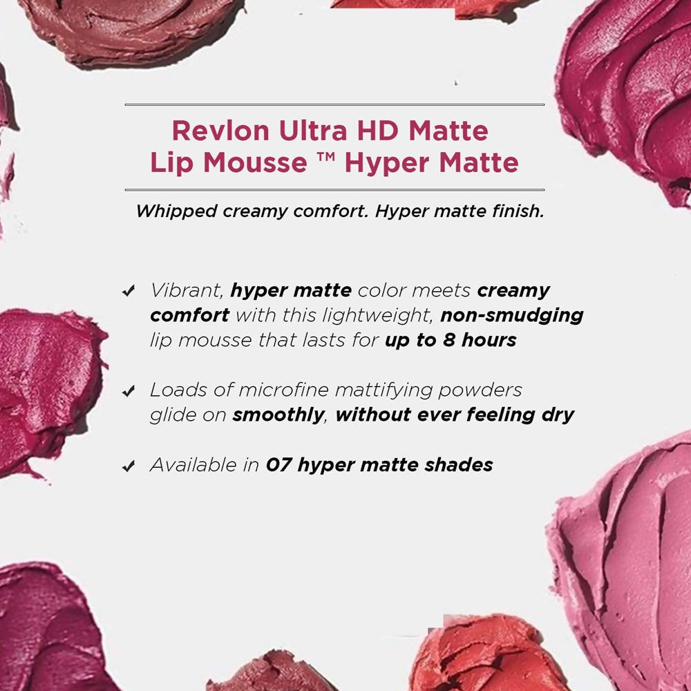 Revlon Hyper Matte Mat Intense Ultra Hd Matte Lip Mousse - Crimson sky