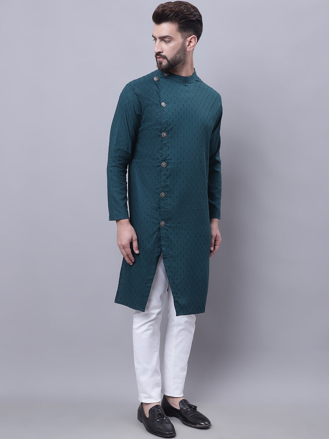 Even Apparels Green Sherwani Kurta With Asymetrical Cut - Distacart