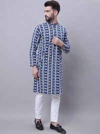 Thumbnail for Even Apparels Blue Pure Cotton Kurta With Band Collar - Distacart